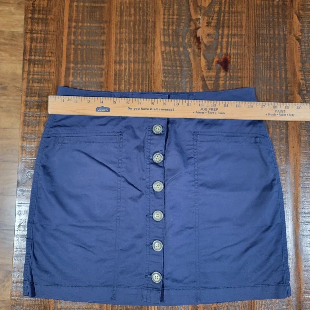 Copper Key Mini Skirt Women's Large Navy‎ Blue Button Front Casual Cotton Summer